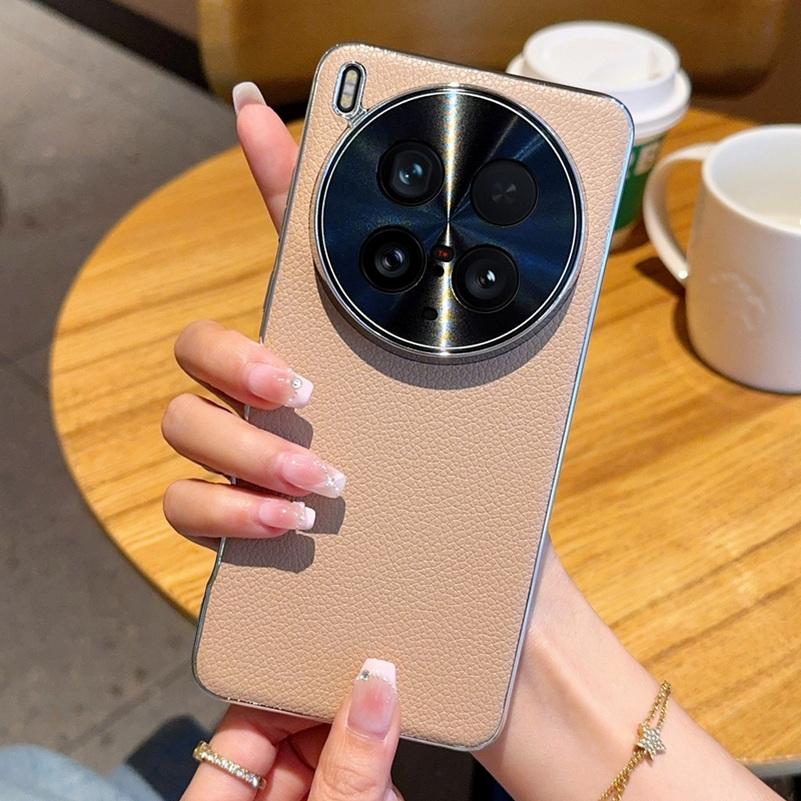 

Skin Feel Lychee Leather Electroplated Frame All-inclusive Lens Case For VIVO X200 Ultra X200s X200 Pro X100s Pro X100 V40 Cover vivo V40