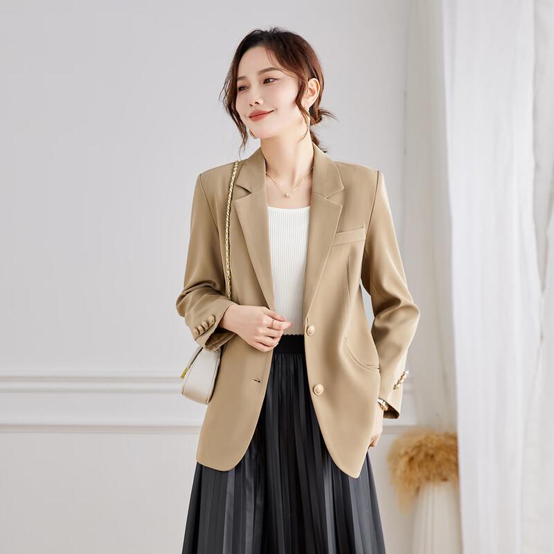 TERRE BLEUE Women's Loose Fit Single-Breasted Blazer