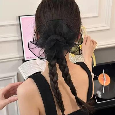 1pc Organza Fashion Skirt Shape Large Intestine Hair Tie New Mesh Pleated Head Flower Hair Rope Tie Head Band Hair Ornament