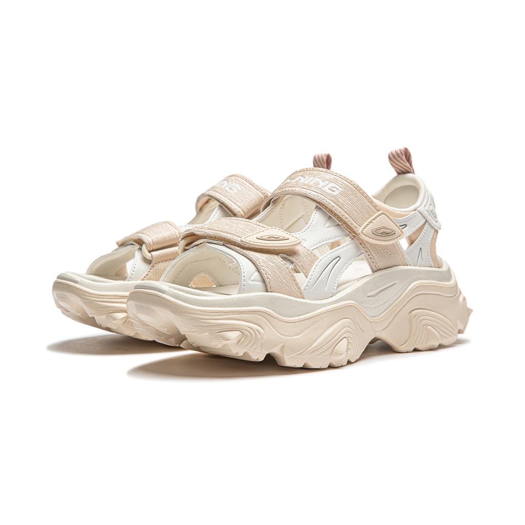 New LiNing Soft Coca Beach Sandals Women's Ivory/Rock White Gray AGUU002-3
