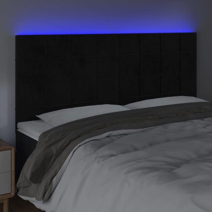 VidaXL LED Headboard Bedroom Furniture Double Bed Accessory Head of Bed Frame Interior Black 3122480