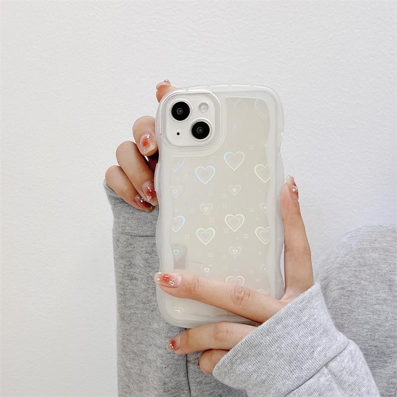 Wave Pattern Laser Love Applies To Iphone15pro Max Apple 16 Mobile Phone Case 11 New Xr Women 14 Soft X