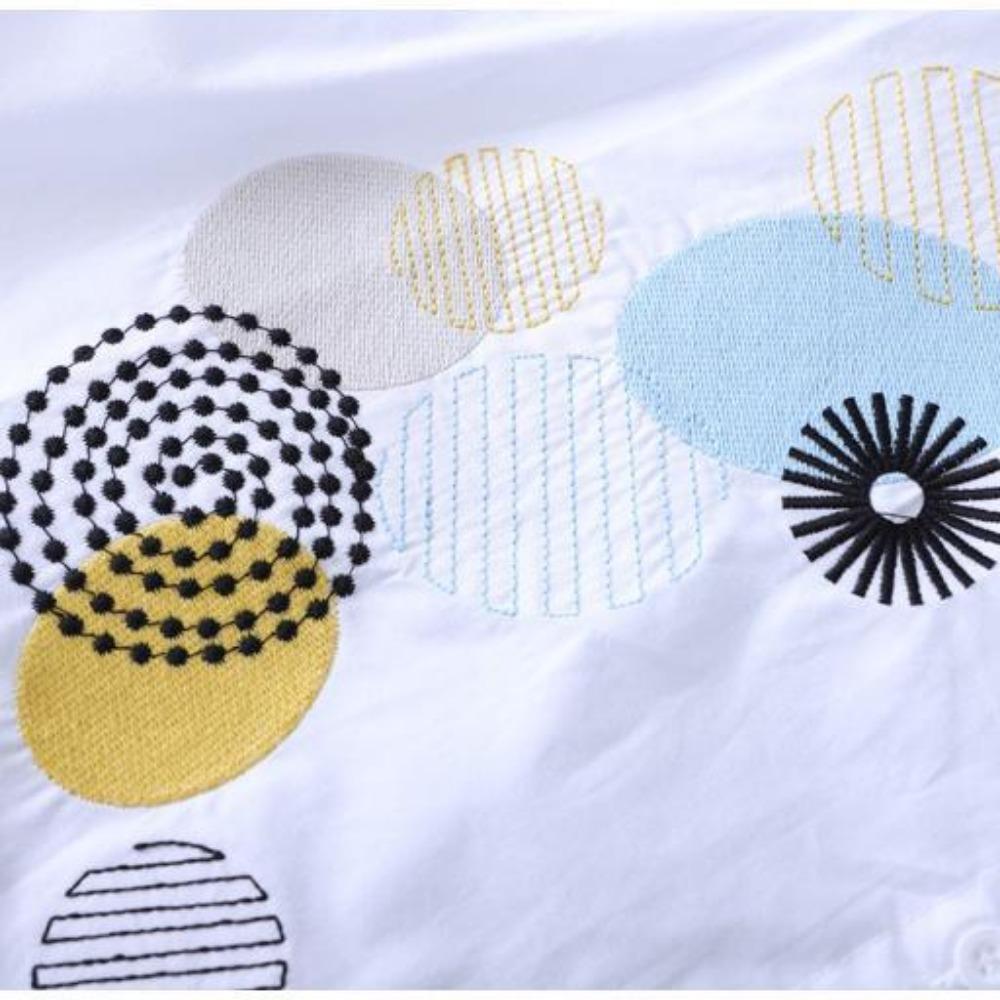 Plus Size Mid-length White Embroidered Shirt Women's Long-sleeved Spring Autumn Round Neck Cotton Button Patchwork Cardigan Top