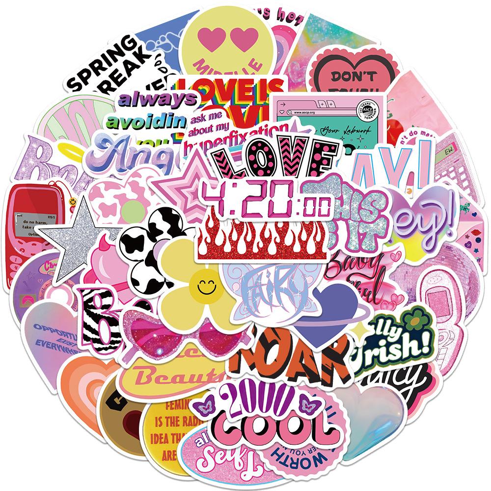50 Internet Celebrity Trendy Cute Girl Style Graffiti Stickers Decorate Suitcase Pen Guitar Notebook Waterproof Explosive