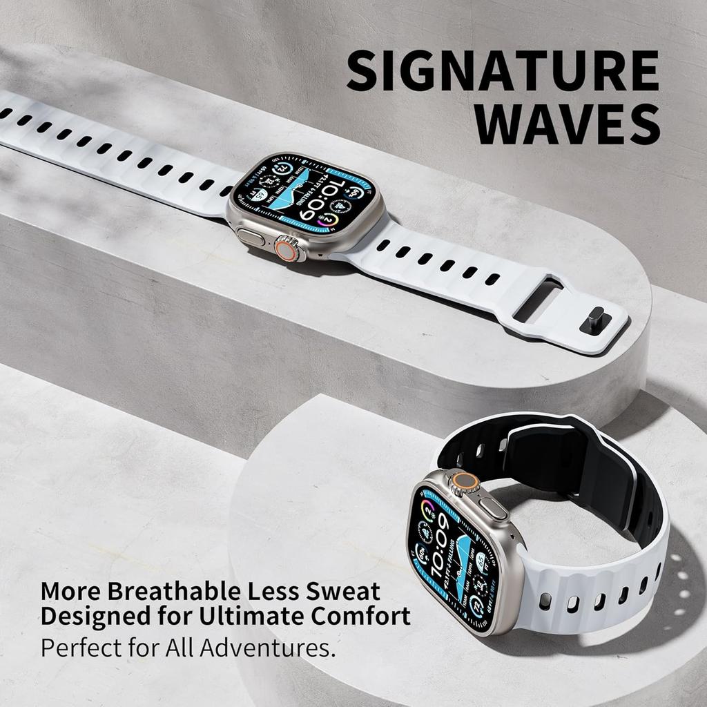 KALEBOL Mecha Silicone Strap for Apple Watch Ultra 3 2 1 49mm/Series 11 10 46mm/9 8 7 45mm/SE3 SE2 SE 6 5 4 44mm/3 2 1 42mm Dual Color Watch Band