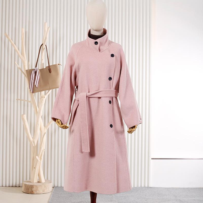 Loose Belt Long Wool Coat Double-sided Woolen Coat Thin Women Woolen Coat Women