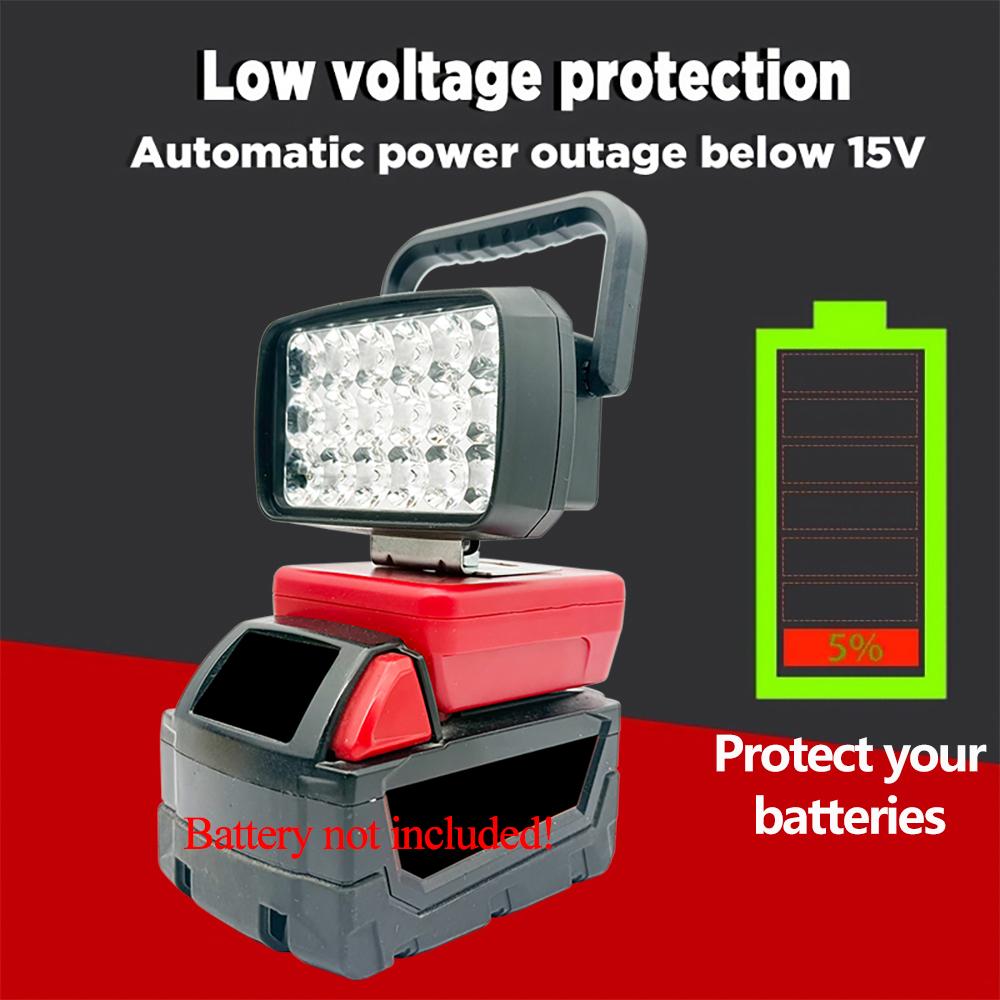 18 LED Portable Lanterns Spotlight Torch LED Work Lights Lamp for Makita BL1830 for Milwaukee for Dewalt 18V 20V Lithium Battery