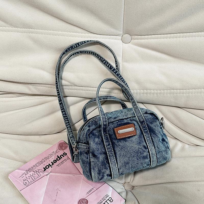 Korean Fashion Casual Washed Denim Mini Pillow Shoulder/Crossbody Bag - New Autumn/Winter 2025