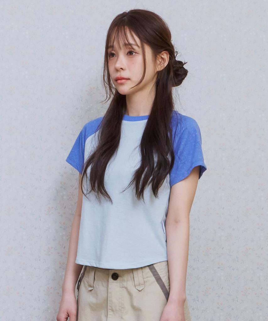 KIJIKO Ke403. Back Logo Raglan Tee Blue