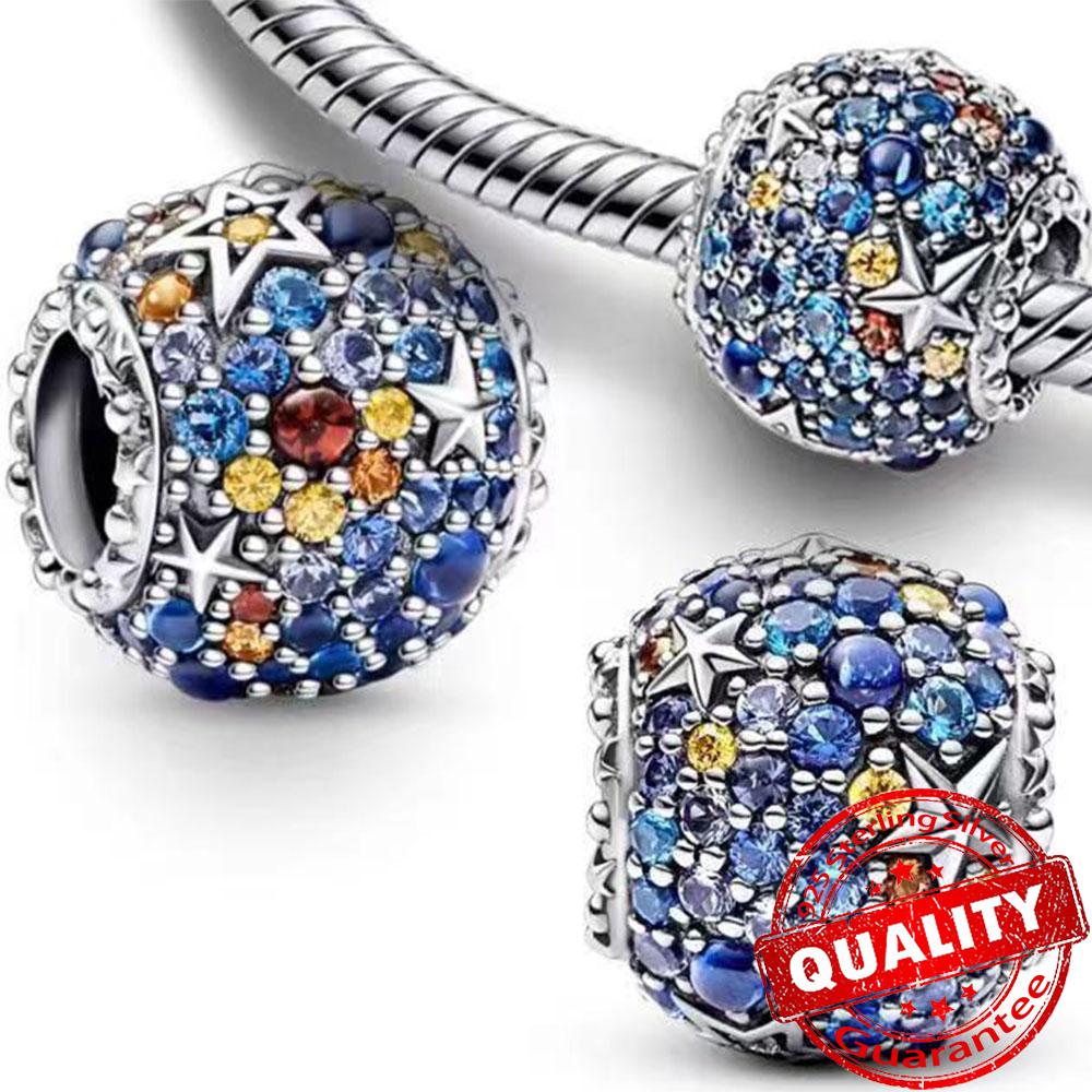 

925 Silver Charms Colorful Sun Moon Stars Dangle Charm Fit Pendant Bracelets Necklace Women DIY Fine Jewelry