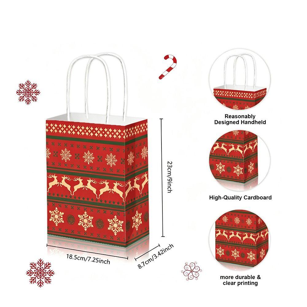 Various Styles Christmas Gift Bags 12 Pcs Kraft Christmas Bags Treat Candy Bags For Gift Wrapping