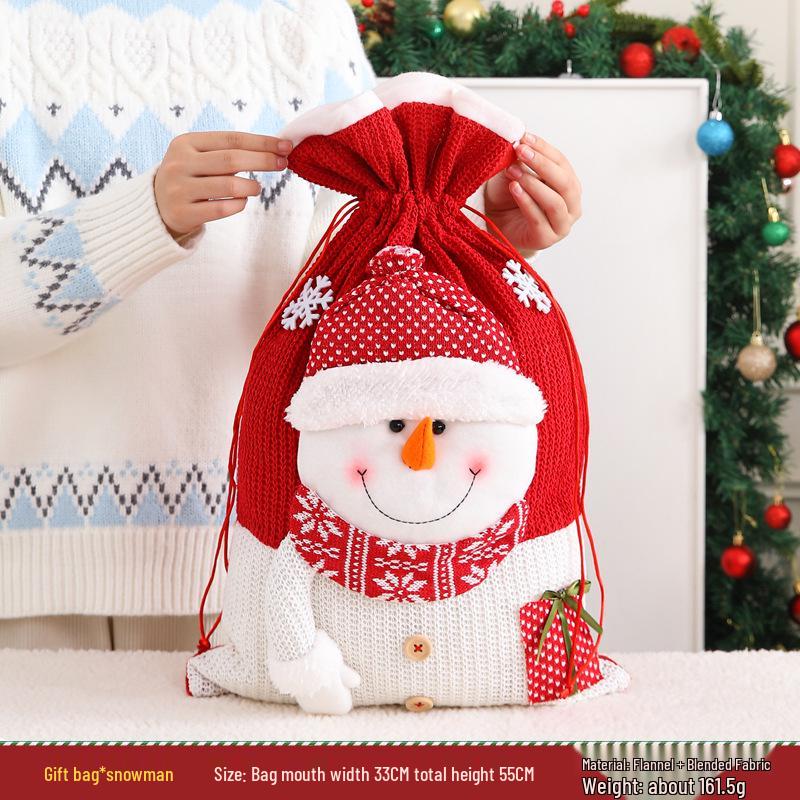 Large Santa Claus Christmas Eve Gift Bag with Pocket for Decorations