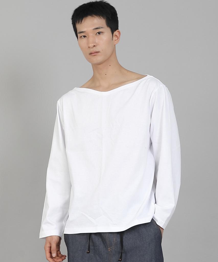 Seinteukeulu Plain Boat Neck 16S Cotton Long Sleeve T-Shirt Pbl-890 White