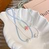 Cute Fashion Colored Resin Beaded Five-pointed Star Baroque Imitation Pearl Heart Pendant Adjustable Necklace for Women Jewelry