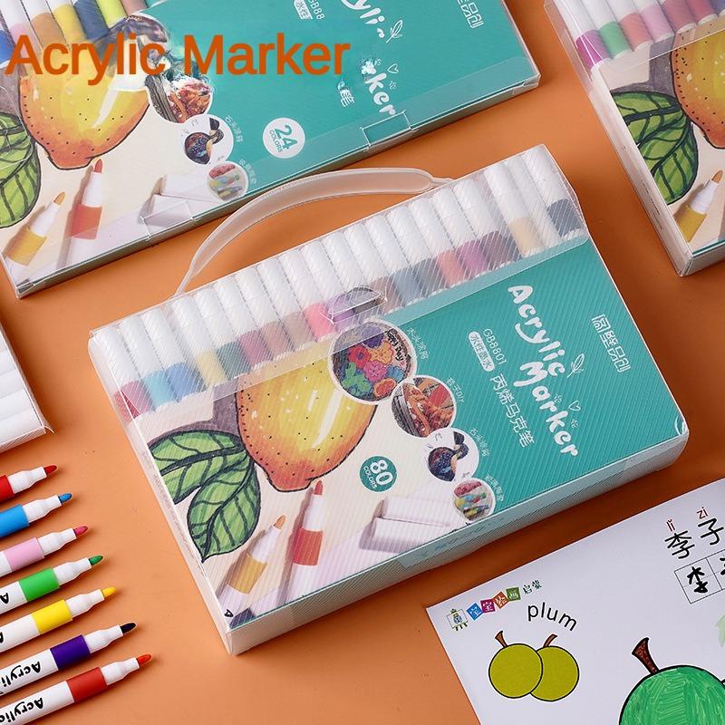 Acrylic Marker Pen Set 12-80 Colors Art Color Graffiti Hand Ledger Marker Paint Pen DIY Painting Acrylic Art Painting Stationery