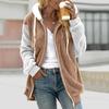 Hooded Zip Multicolor Women's Large Size Loose Coat Paneled Plush Jacket