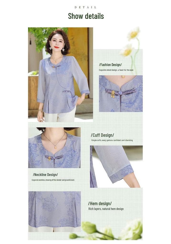 2026 Summer Chinese Style Shirt for Middle-aged and Elderly Women
