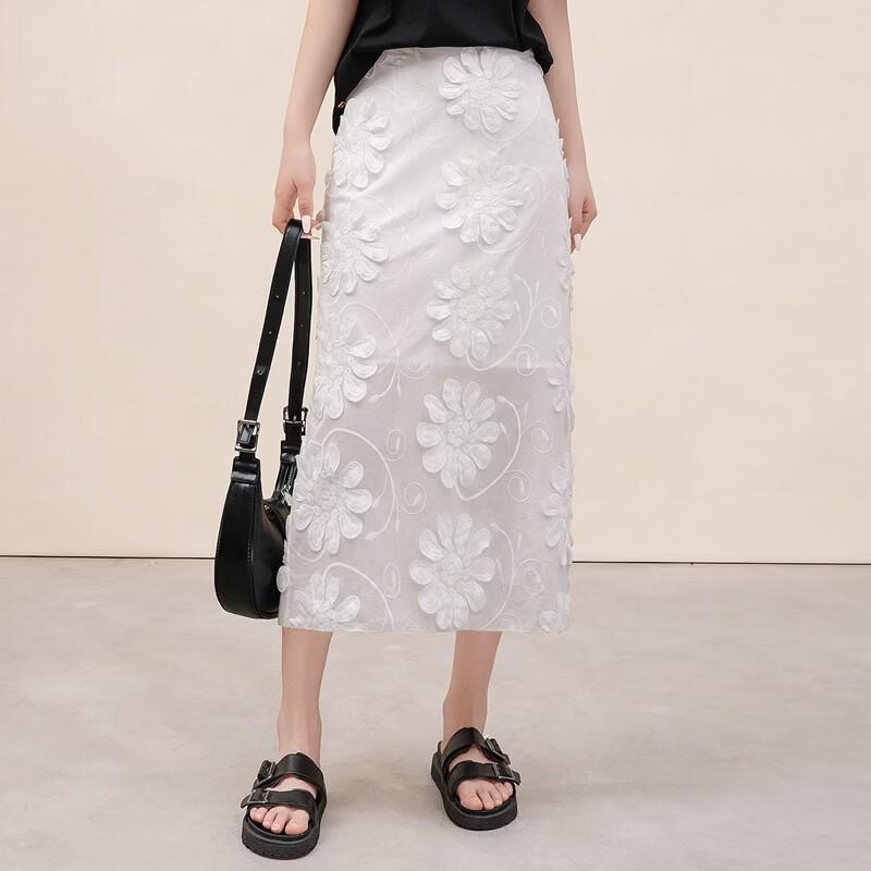 Silkbay Embroidered High-Waist Mid-length Skirt