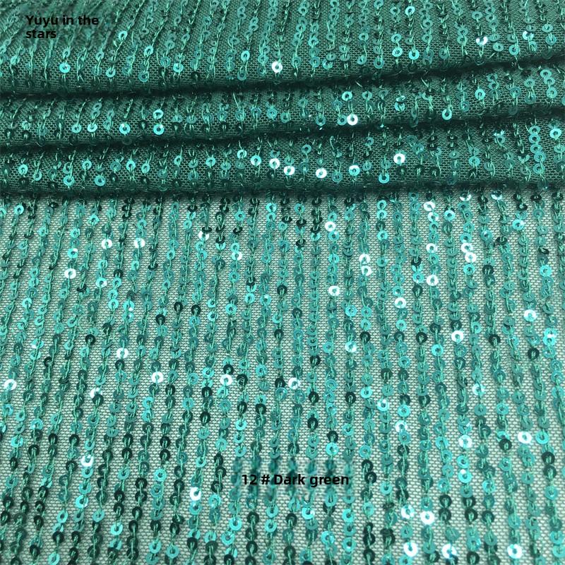 Sequin Bead Embroidery Elastic Mesh Fabric for DIY Sewing Stage Costumes Dress Scarf Clothing Fashion Cloth By The Meter