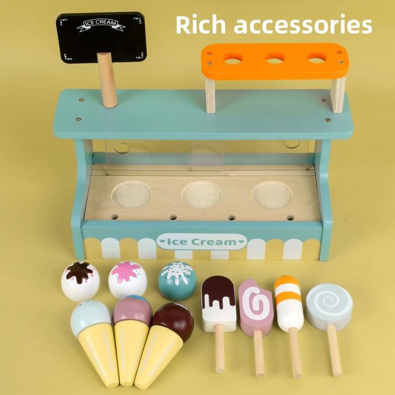 Wooden Ice Cream Store Role Play Toy Set For Early Childhood Gifts Learning
