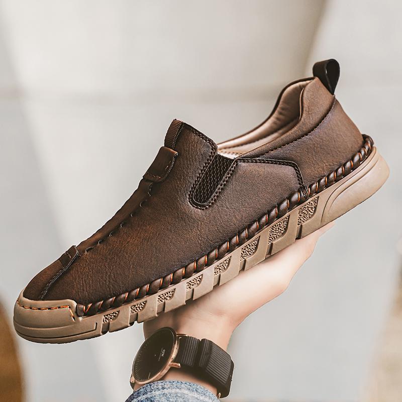38-46 Men's Leather Casual Shoes Handmade Loafers Comfortable Men's Slip on Shoes Flat Moccasins Boots