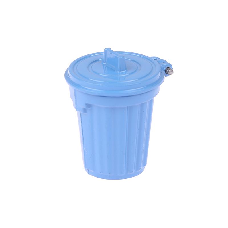 

Miniature Toy Model Scene Doll House Accessories Mini Wooden Trash Can Dustbin Mini Waste Bin синій