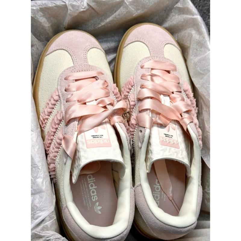 adidas Gazelle Bold Różowe Koronkowe Falbany Damskie Sneakersy Kość Słoniowa Piaszczysto-Różowe Off-White JR8374