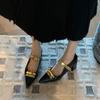 Thick Heel Golden Women Mary Jane Shoes Fashion Pointed Toe Shoes 2025 Spring Ladies Elegant Dancing Party Prom Shoes