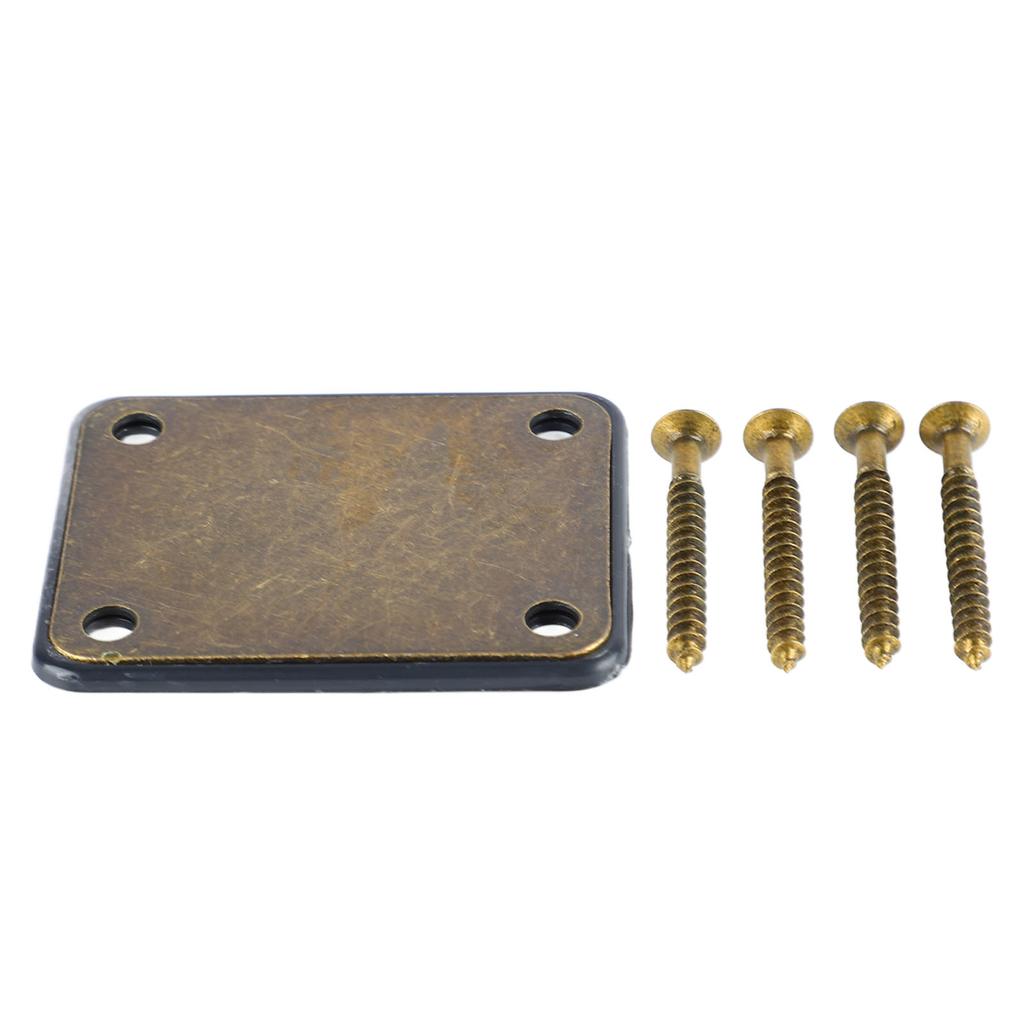 Electric Guitar Neck Plate Bass Reinforcing Metal Accessories 4 Holes with Screws