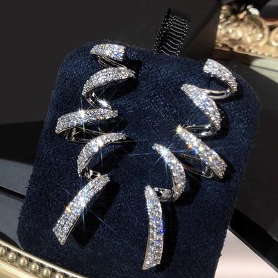 Huitan Geometric Spiral Earrings for Women Silver Color/Gold Color Fashion Female Accessories Daily Wear Party Statement Jewelry