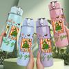 1PC Jolly Goose Christmas Text Graphic,750ml Color Plastic Sports Water Bottle,Leakproof Flip Straw Lid,Suitable for Sports Office Home Use