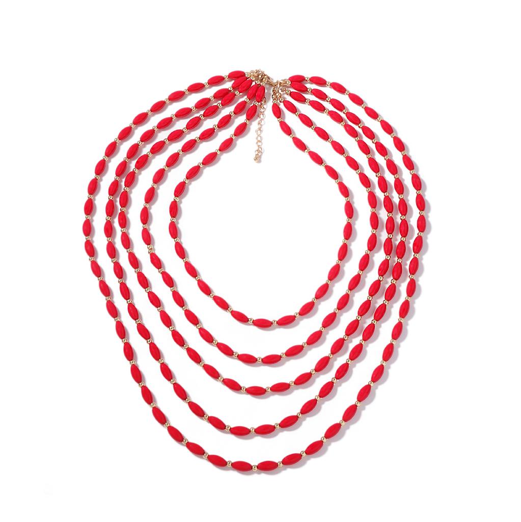 Personality Trend Retro Style Multi-layer Stacked Beaded Necklace Bohemian Fashion Niche Women's Models