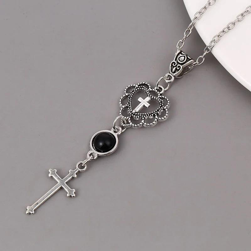 

Gothic Punk Love Cross Pendant Necklace Suitable for Men and Women Hip-hop Trend Silver Color Metal Jewelry Gift серебряный