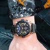 Megir Rose Black Luxury Chronograph Men Watches with Leather Strap