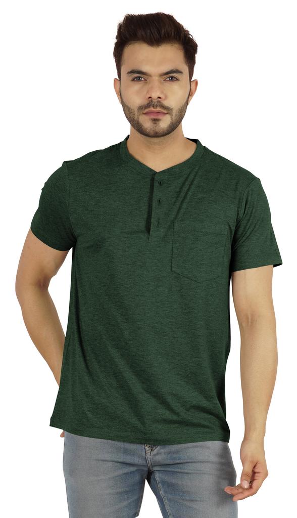 Inkmeso Solides Henley-T-Shirt für Herren Baumwolle Kurzarm T-Shirts Tasche