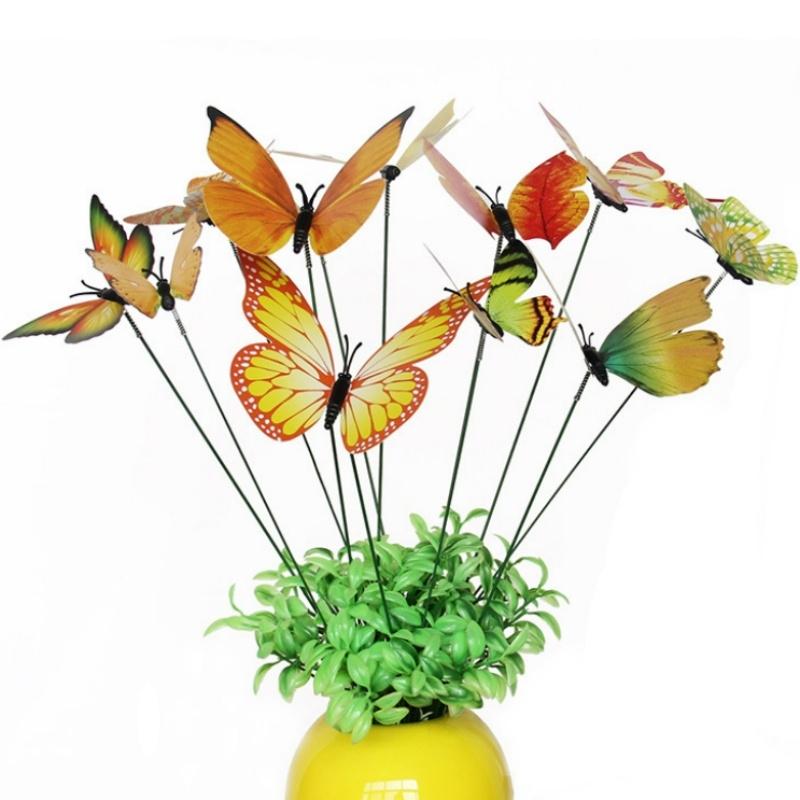 12X Lifelike 3D Butterfly Stakes for Flower Pot Indoor Outdoor Yard Garden Decor
