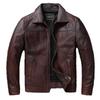 Chinesische Größe Vintage Rot-Braun Männer Echtes Leder Jacke Natürliche Rindsleder Kurz Schlank Drehen Unten Kragen herren Leder Jacke Frühling Herbst