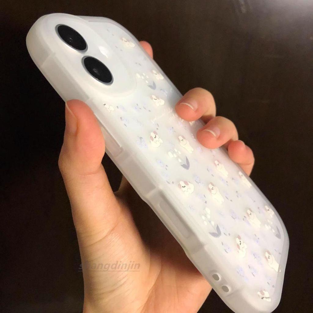 Cute Purple Floral Puppy Phone Case for iPhone 17 Pro Max Apple 14-16, Transparent 15