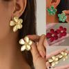 Sweet Flower Stud Earrings for Women, Vintage Metal Ear Studs, Exaggerated Fashion Party Jewelry Gifts for Girls