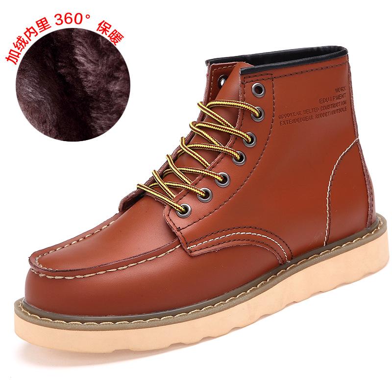 Men's High Top Boots Luxury Leather Boots Fashion Motorcycle Boot Lace Up Platform Boots for Men Plush Warm Winiter Boot Botas