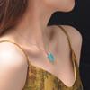 Tancise Jewelry 925 Silver Sea Ocean Blue Pendant Chamfered Square 15 * 15 Lucky Necklace 40 + 3