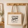 Sac cabas - PLANETEE - J'peux pas j'ai Snow (minimaliste) - Toile jute/coton - 21 L (43×33×21 cm) - Anses 65 cm