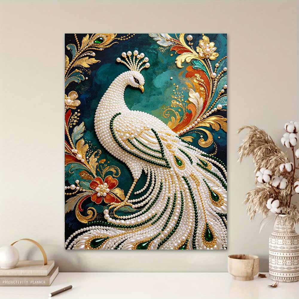 Shiny Pearl Elegant Peacock DIY Painting Creative Bead Art Craft Household Wall Decoration Nice Present For Art Hobbyists Home Decor Wall Art