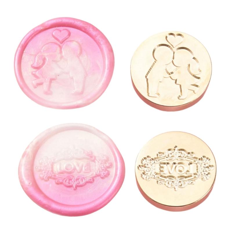 2Pcs Wedding Themed Seal Stamp Head, Embossed Sealing Stamp Head for Invitations Envelope Scrapbooking Embellishments