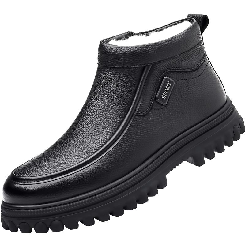 FashionWinter Snow Boots Men Shoes Fur Warm Casual Genuine Leather Ankle Platform Designer Luxury Cowboy Combat Tactical Chelsea Hiking