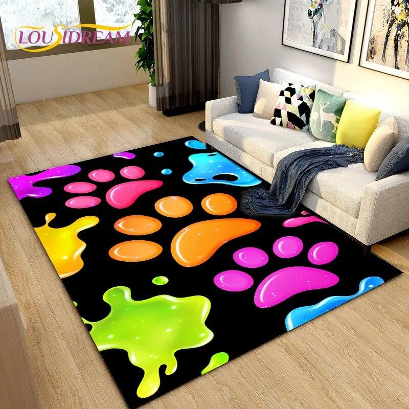 3D Pets Footprint Sole Series Area Rug Large,Carpet Rug for Living Room Bedroom Sofa Doormat Decoration,kids Non-slip Floor Mat
