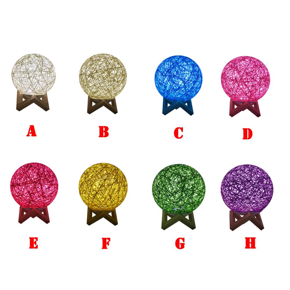 3D LED Rattan Moon Night Light USB Charging Table Desk Moon Lamp