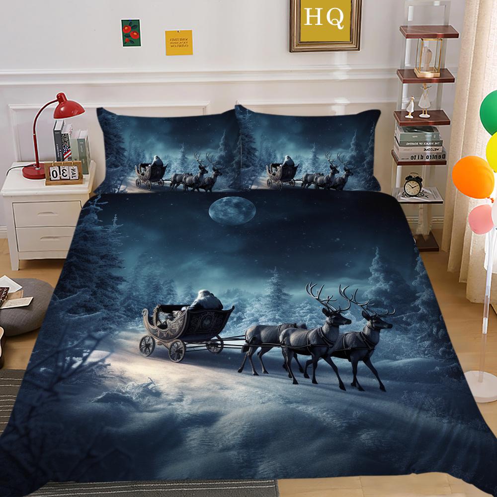 3D Christmas Printing Duvet Cover Set Full Size Microfiber Bedding Set High Ranking Lovely Bedspreads