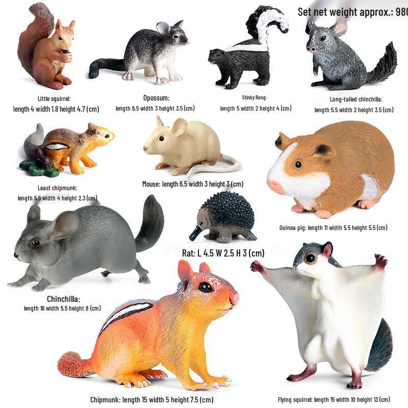 Simulation Animal Model Toys - Mouse, Marmot, Flying Squirrel, Naked Mole Rat, Squirrel, Weasel, Golden Hamster Ornaments