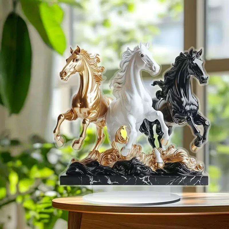 2D Flat Acrylic Horse Pattern Figurine Tabletop Decoration For Bedroom Living Room Office , Symbol Of Wealth And Prosperity